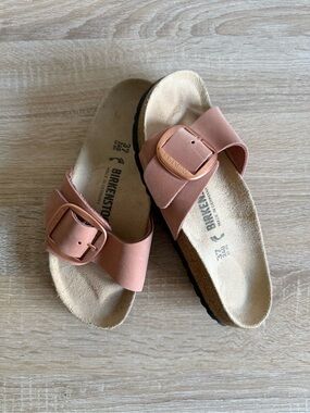 Birkenstock Madrid Big Buckle Natural Nubuck Leather in old rose Sz 37/6-6.5